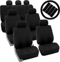 Blue Black Striped Car Seat Covers and Steering Wheel Cover Set C858