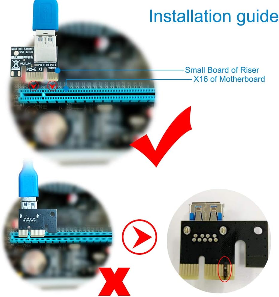 6 Pack PCI-E Riser Express Cable 16X to 1X with 60cm USB 3.0 Cable D3044