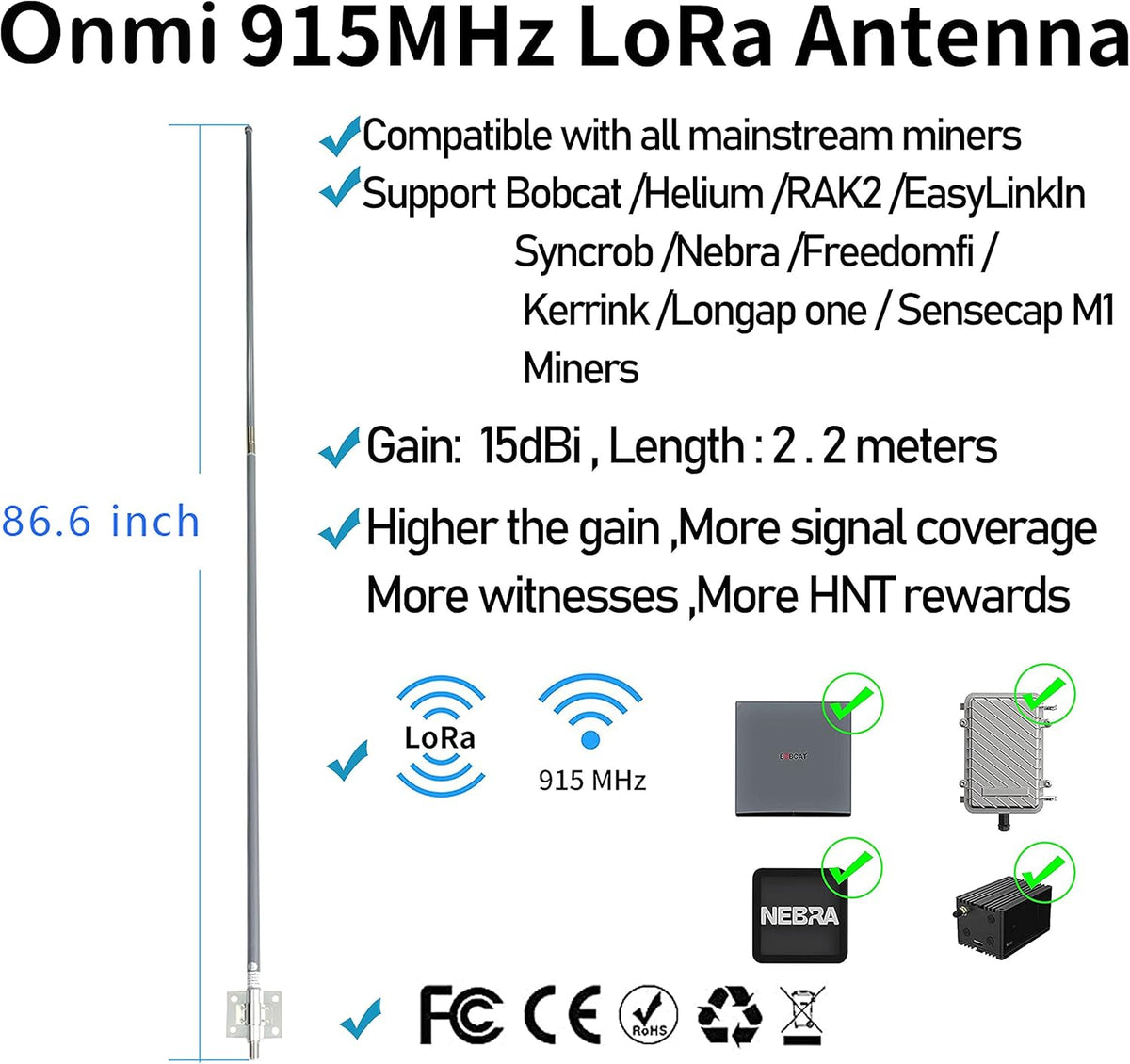 15dbi 915mhz 86inch LoRaWAN Antenna U525151