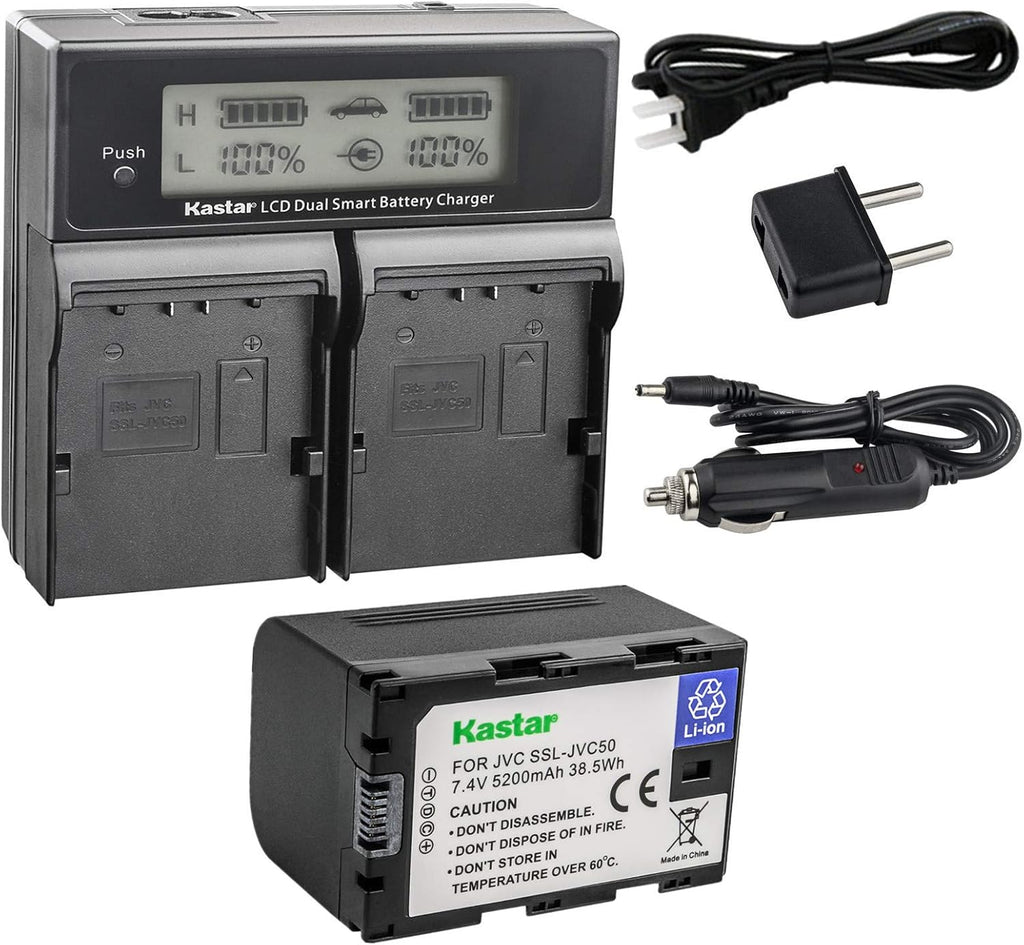 LCD Dual Smart Fast Charger & Battery for Camcorders T3160