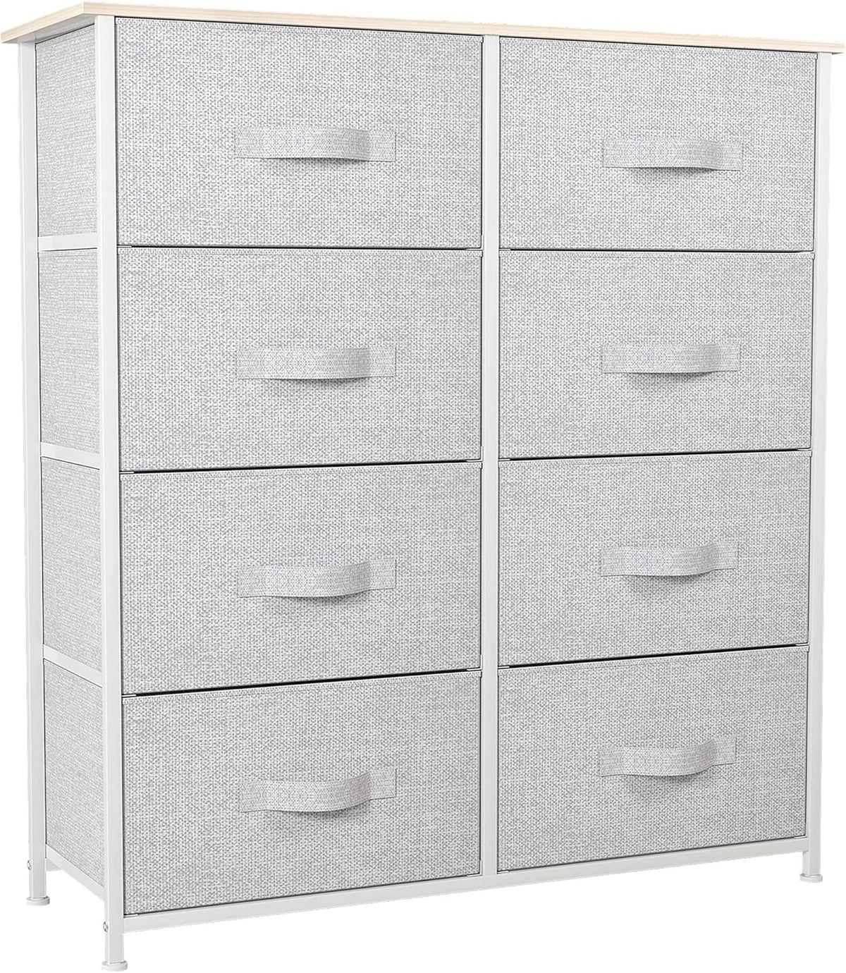 8 Drawer Fabric Dresser with Steel Frame and Wooden Top J30615