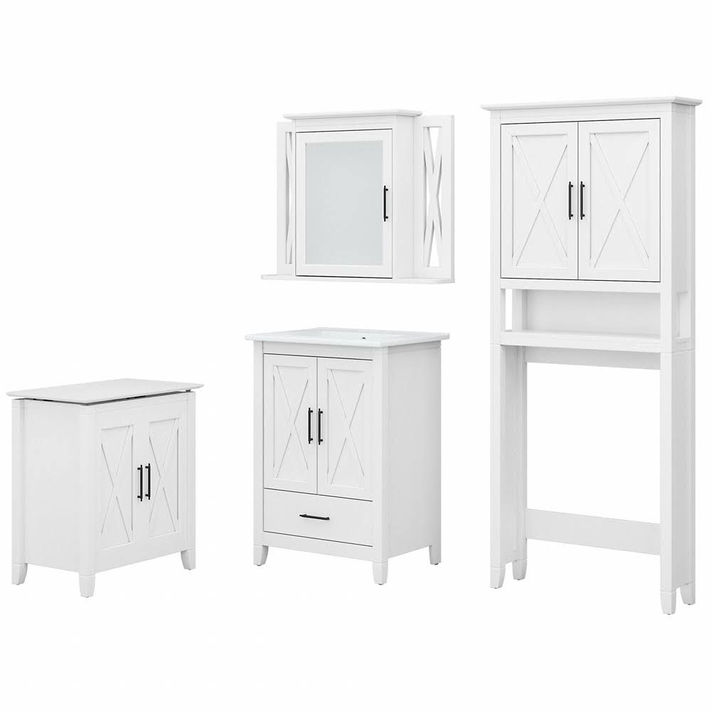 24W Bathroom Vanity Set with Storage in White Ash Engineered Wood A23378