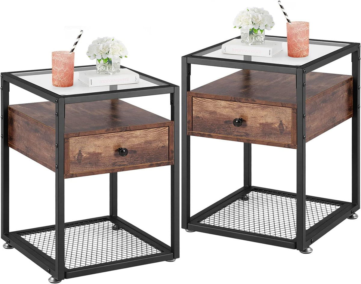 Brown Nightstand with Drawer and Shelf, Set of 2 Z619594