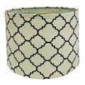 Linen Eggshell and Black Moroccan Print Drum Lamp Shade T419