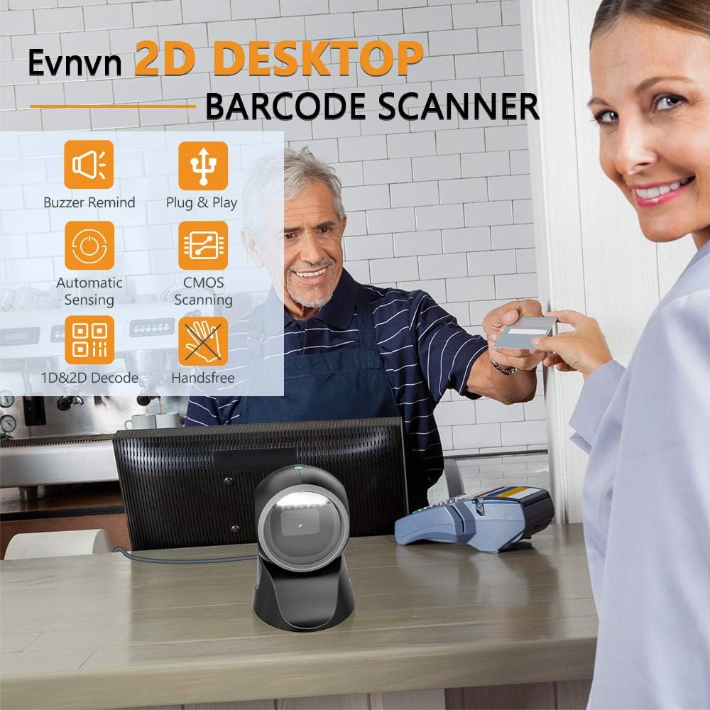 Desktop Barcode Scanner, Omnidirectional Hands-Free USB Wired Z152809