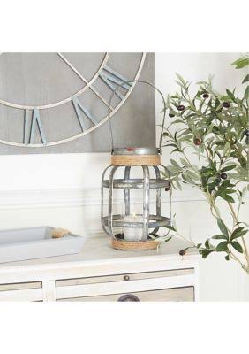 Metal Glass Rope Candle Lantern I7358