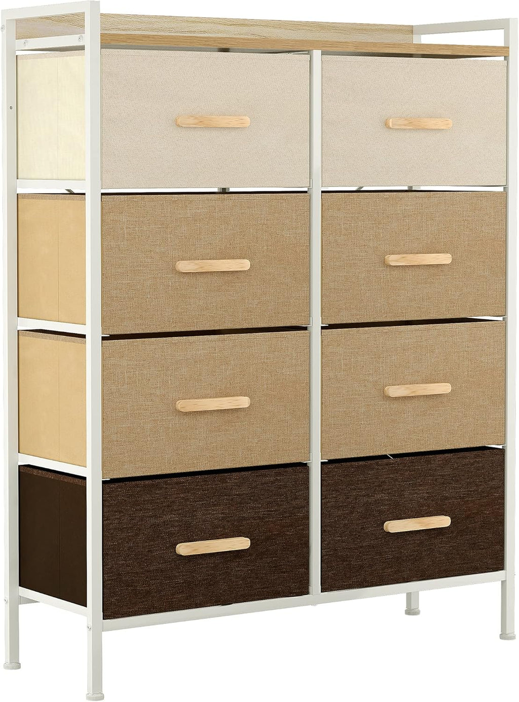 8 Drawer Fabric Dresser with Steel Frame and Wooden Top J30615