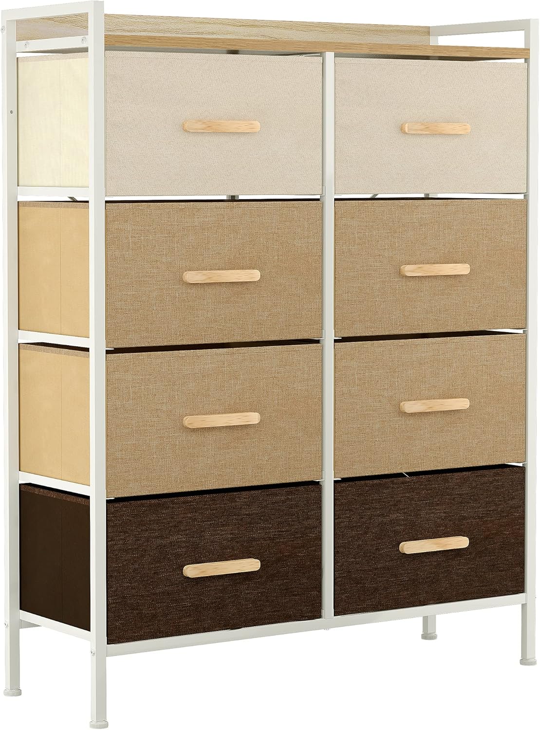 8 Drawer Fabric Dresser with Steel Frame and Wooden Top J30615