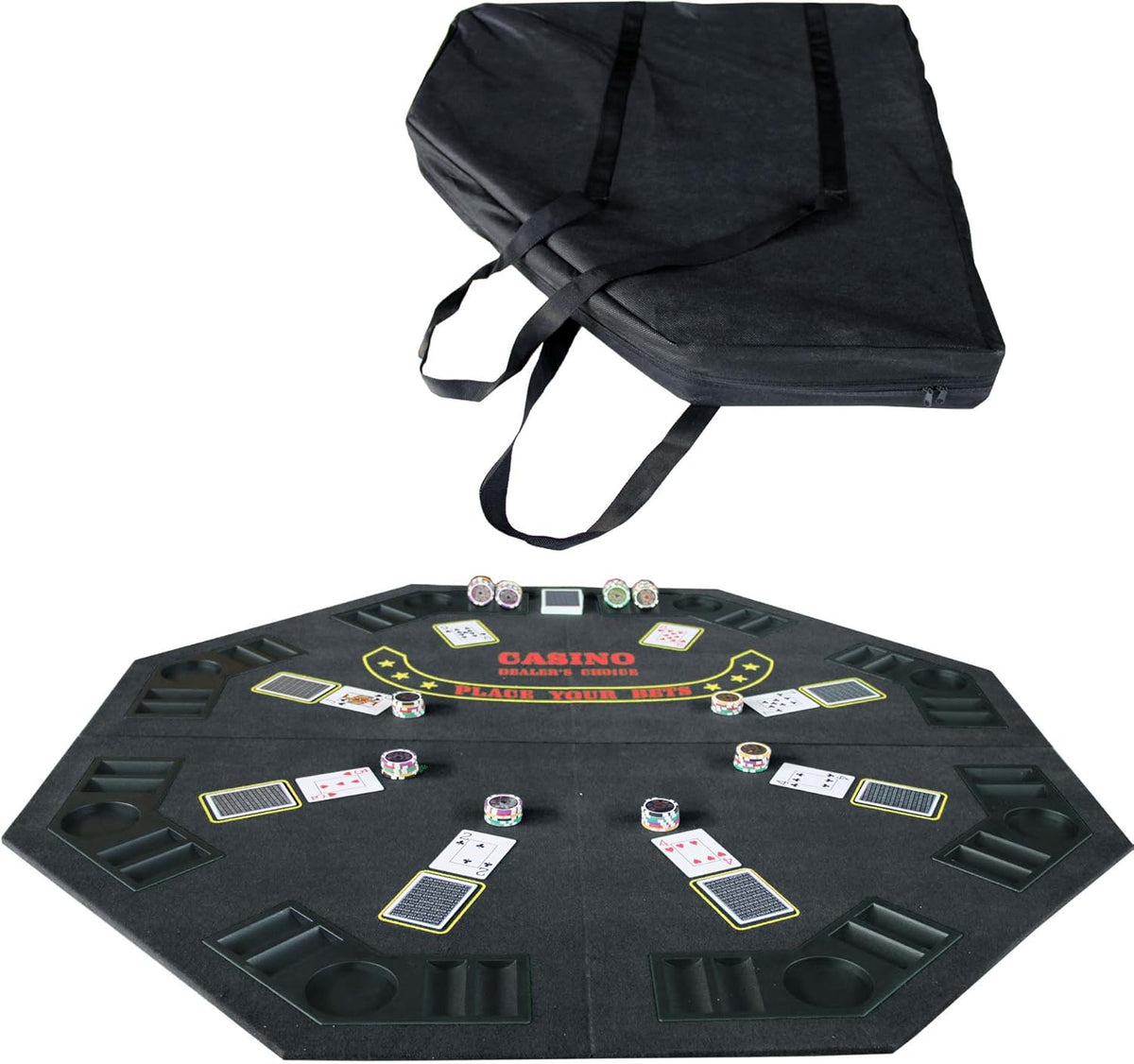 Folding Octagon Poker Table Top with Carrying Bag P46786