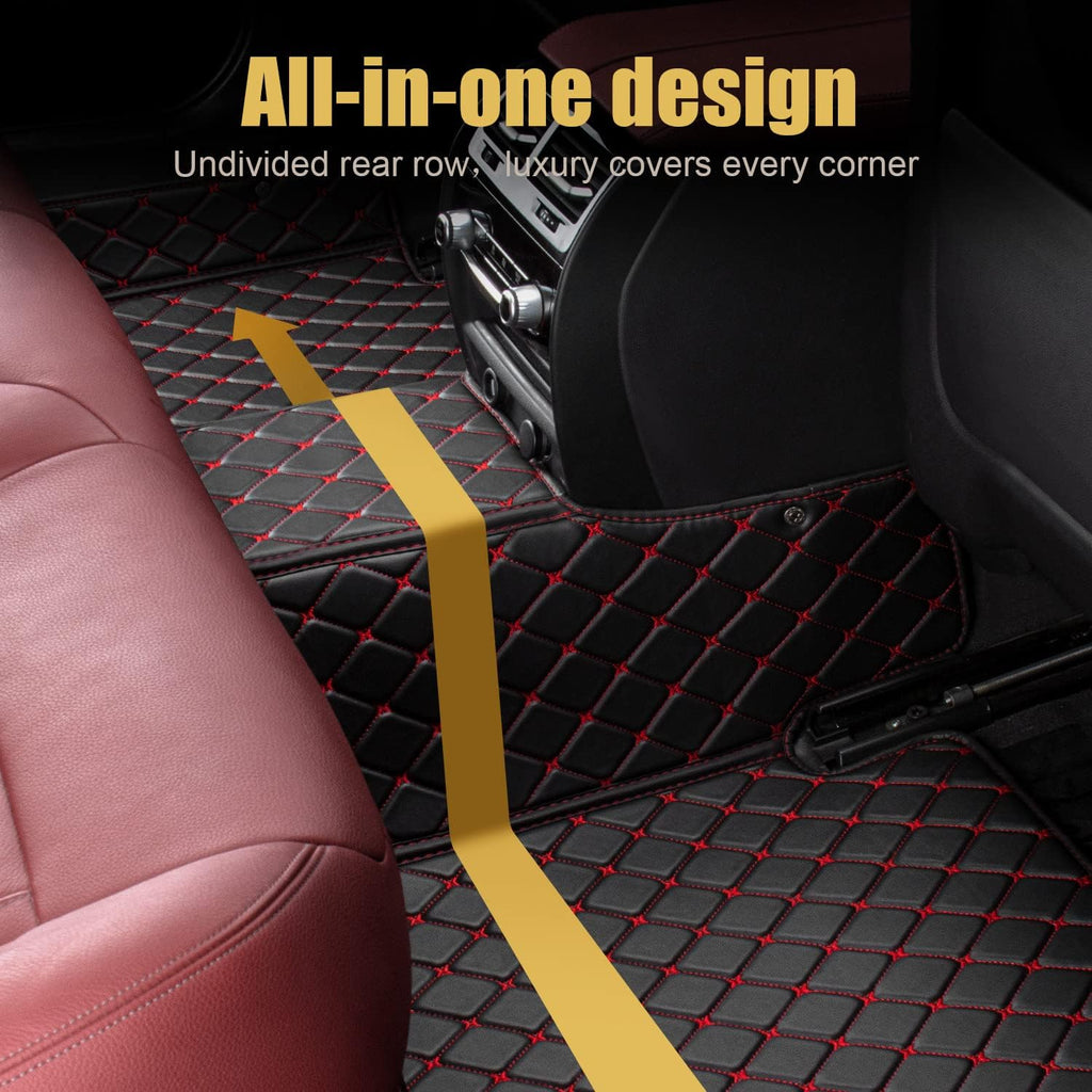 Leather Car Floor Mats 1st & 2nd Row Black B97146