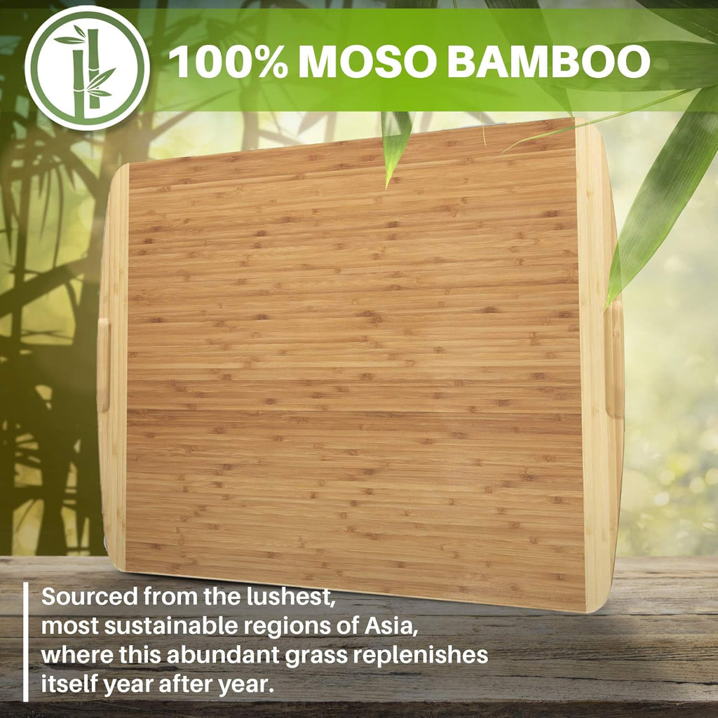 24 x 18 Inch XXL Bamboo Cutting Board with Handles, Juice Groove Pack of 2 K91854