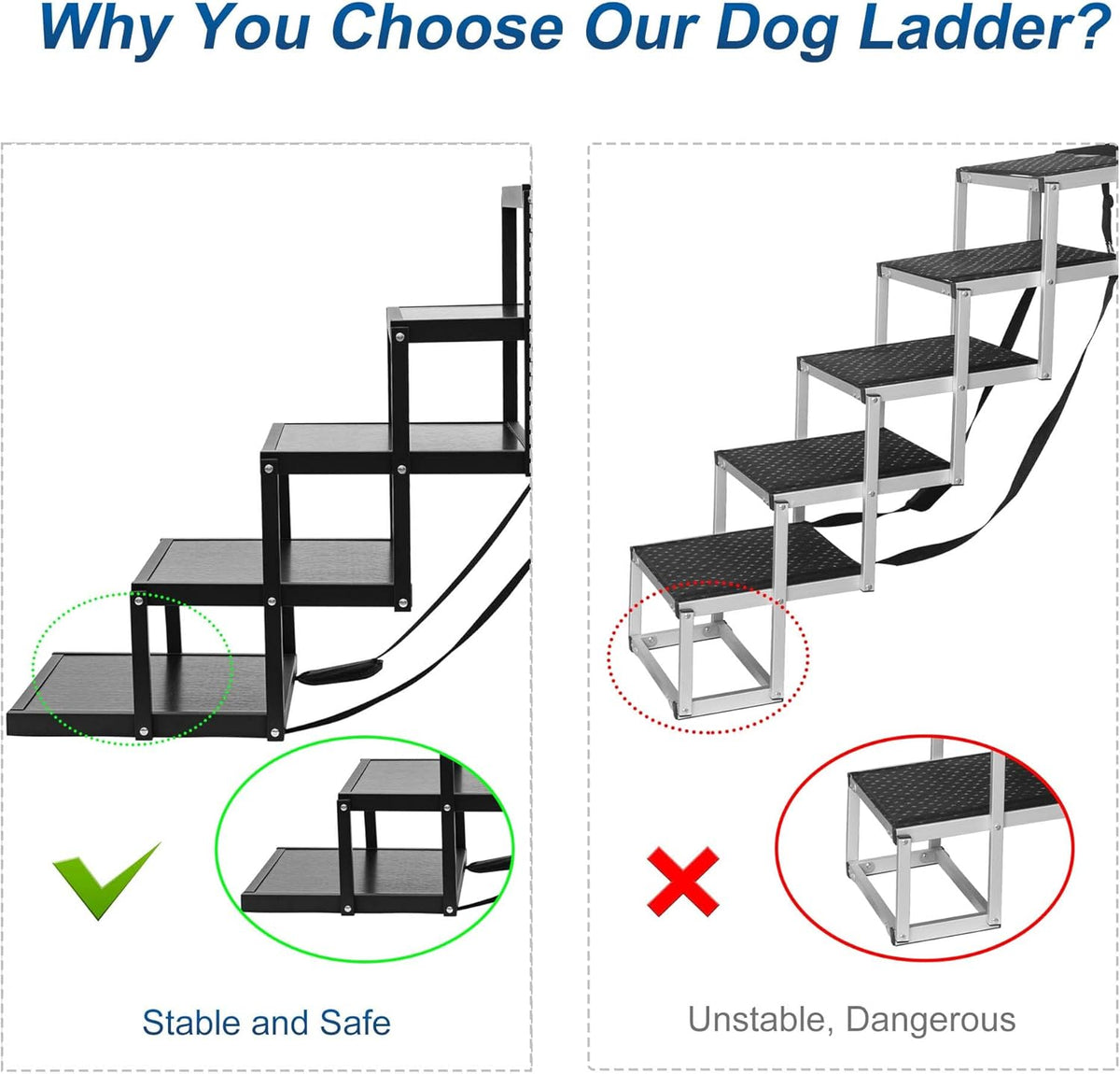 Foldable Aluminum 5 Step Nonslip Dog Stairs T4474