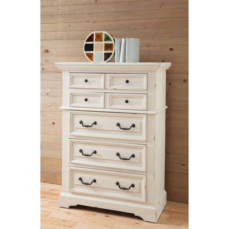 Antiqued White 5-Drawer Chest O4026