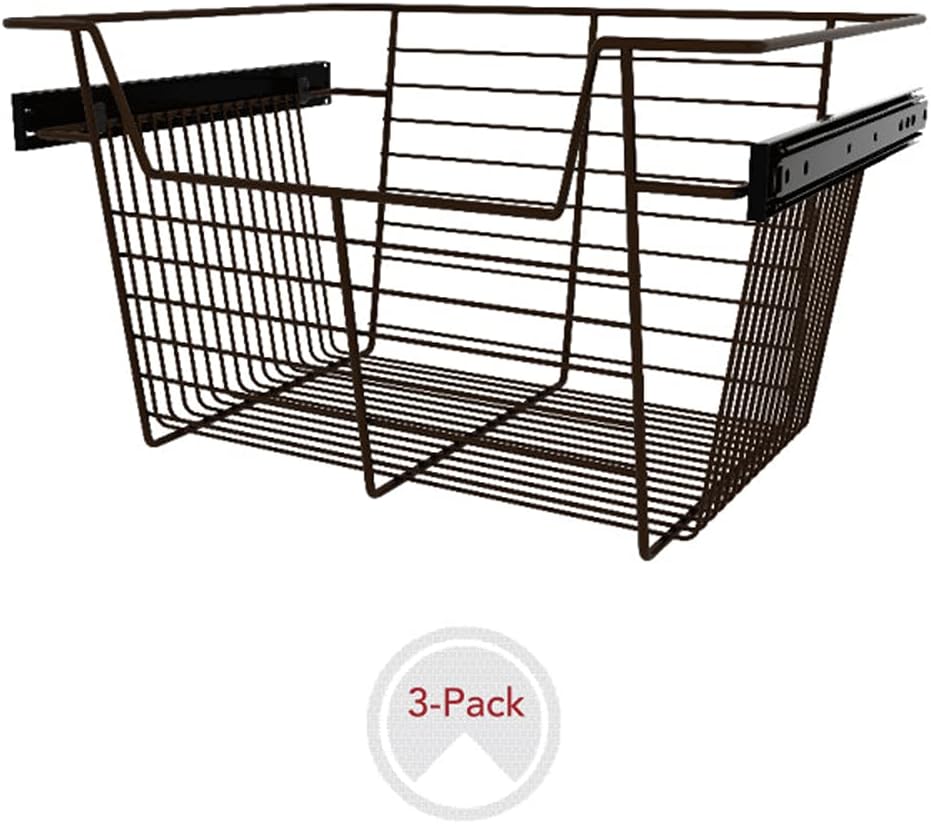 Bronze Wire Pullout Storage Basket Organizer (3 Pack) E19606