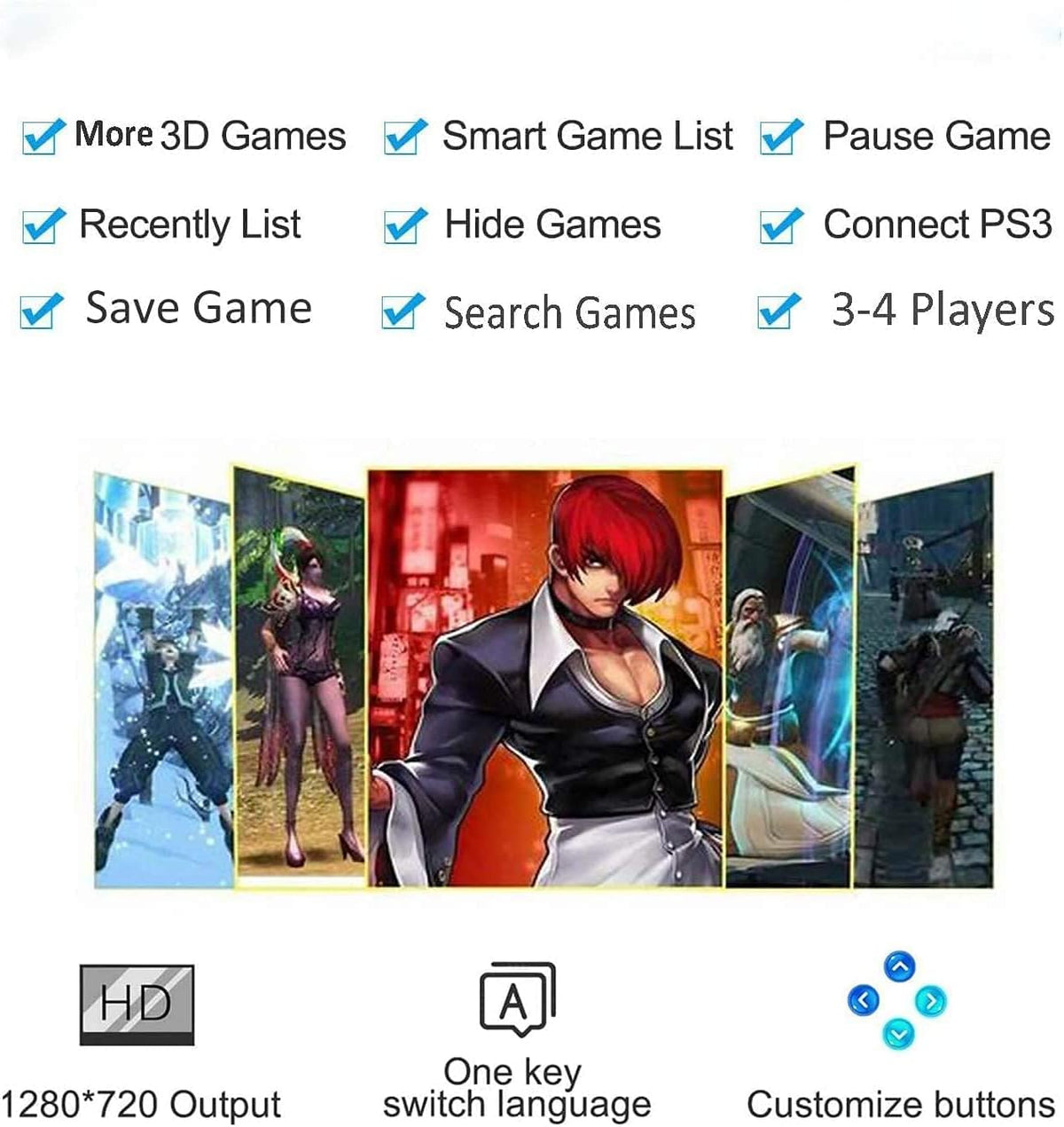 Arcade Game Console with 4200 Games, WiFi, 3D Games, 1280x720 Full HD, 4 Players O620896