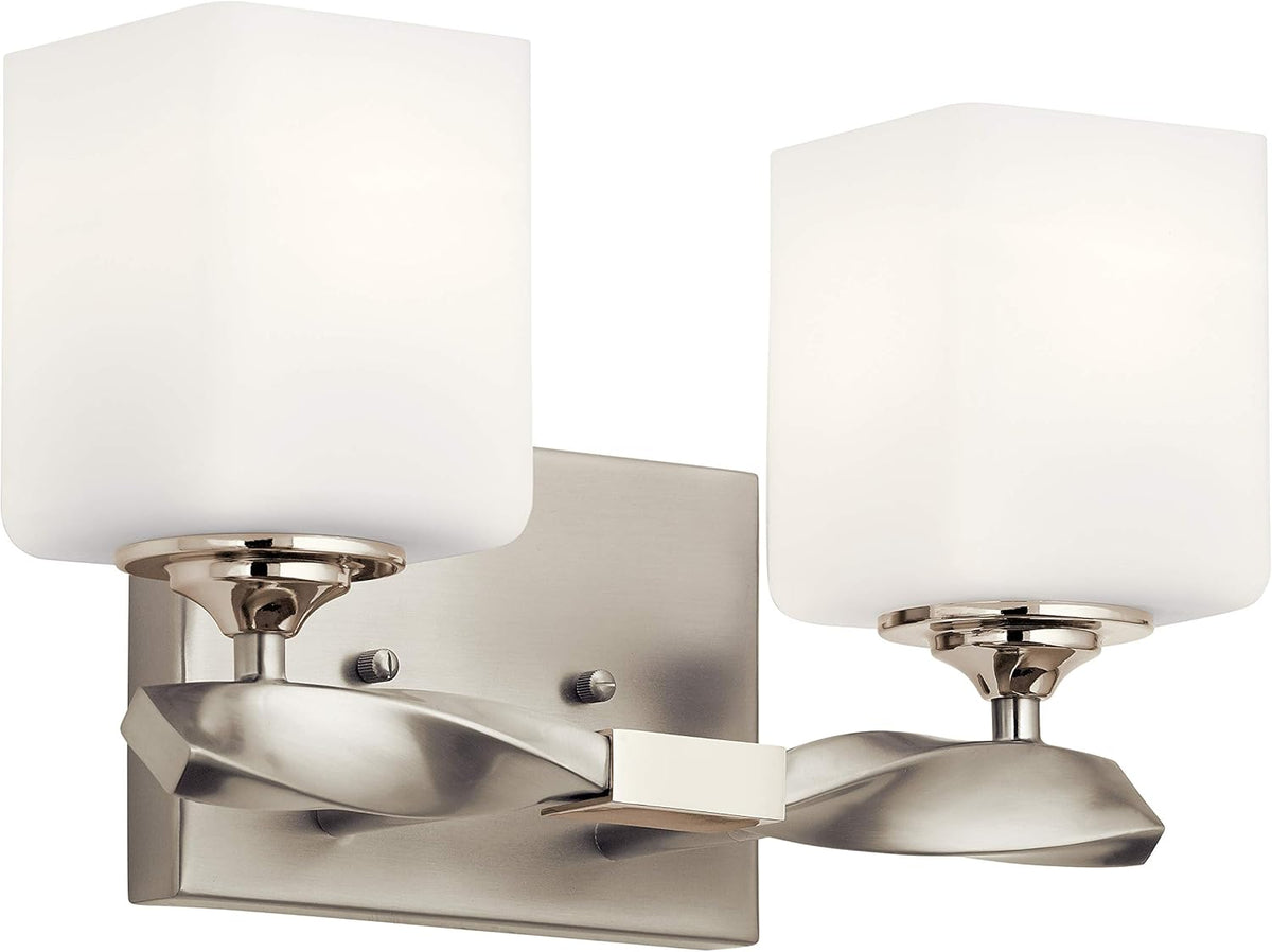 3 Light Vanity Light with Satin Etched Cased Opal Glass in Black L314575