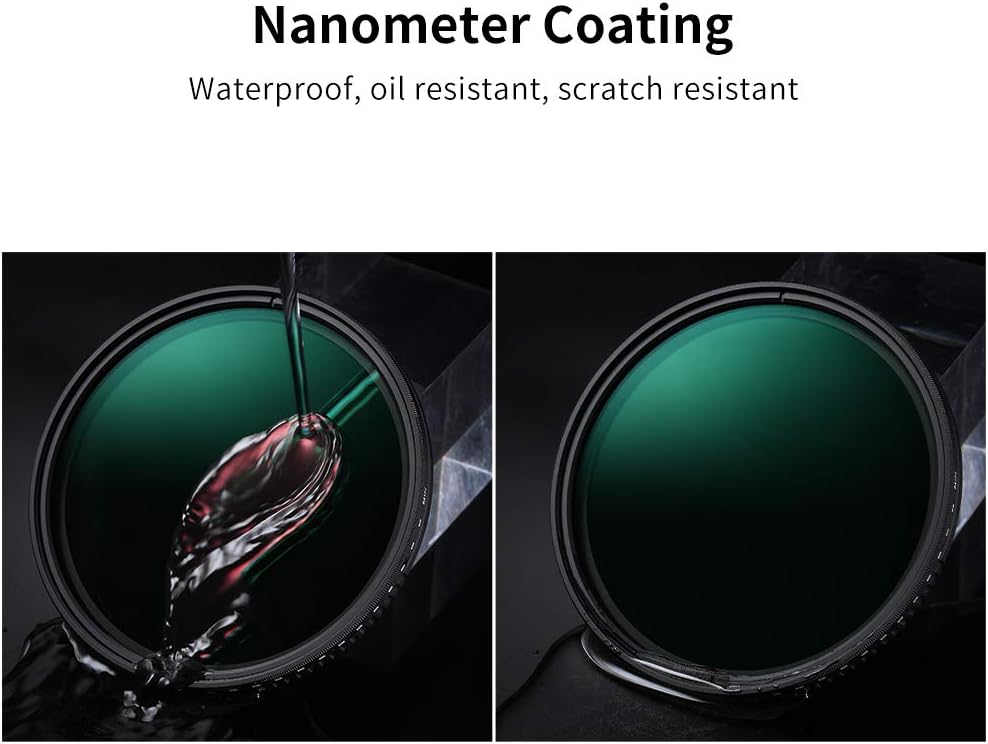 77mm Variable Neutral Density Filter ND8-ND2000 Adjustable with Multi-Layer Coatings K14325