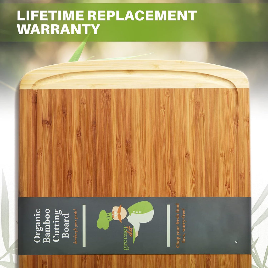 24 x 18 Inch XXL Bamboo Cutting Board with Handles, Juice Groove Pack of 2 K91854