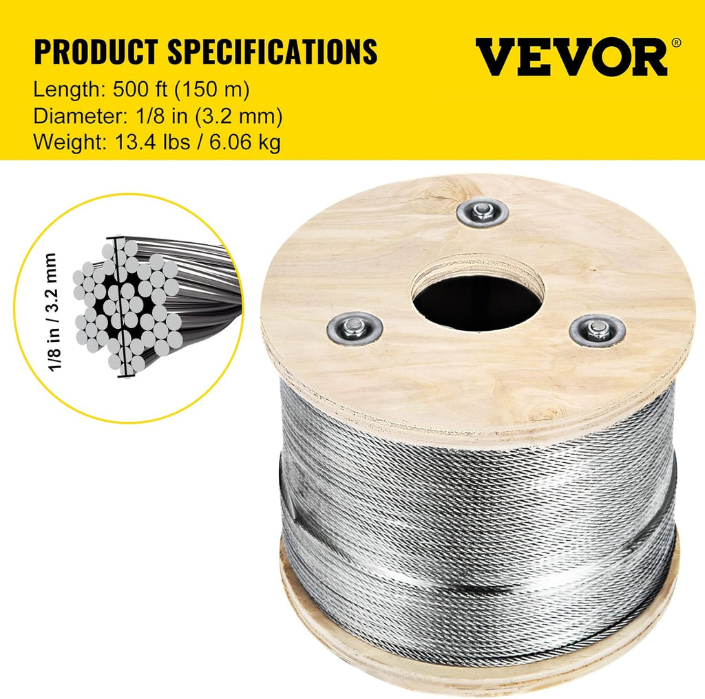 Stainless Steel Cable Railing 1/8x 500ft Wire Rope A565