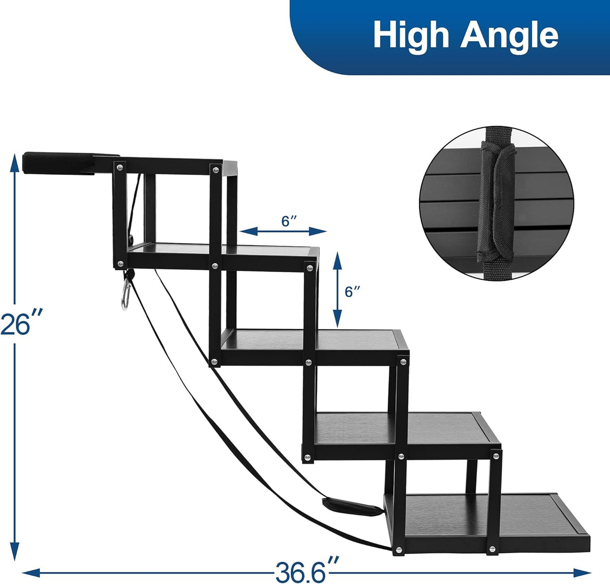 Foldable Aluminum 5 Step Nonslip Dog Stairs T4474