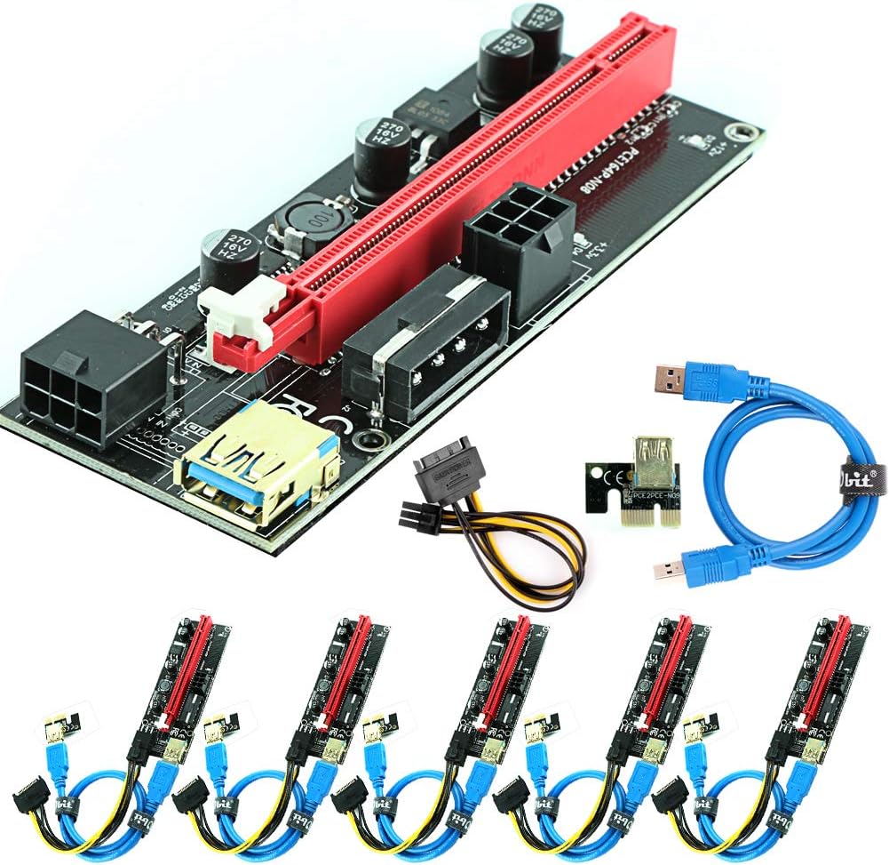6 Pack PCI-E Riser Express Cable 16X to 1X with 60cm USB 3.0 Cable D3044