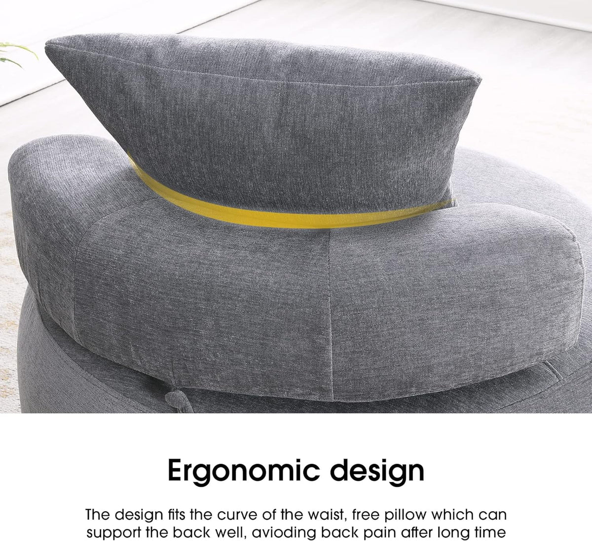 Light Gray Accent Barrel Chair with Pillow Z179758