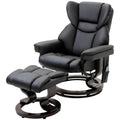 Black Faux Leather Remote Massage Recliner Chair with Ottoman C411692