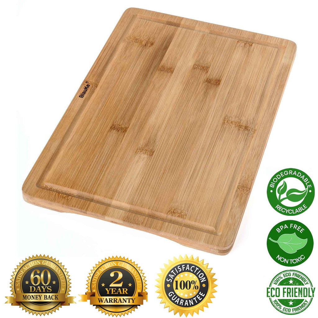 15x10" Bamboo Cutting Board with Juice Groove and Handles C1380
