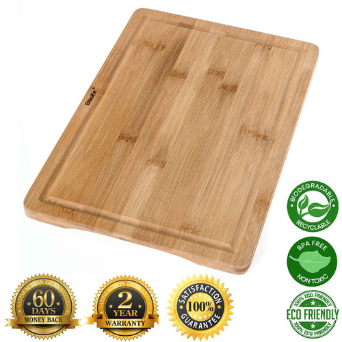 15x10" Bamboo Cutting Board with Juice Groove and Handles C1380