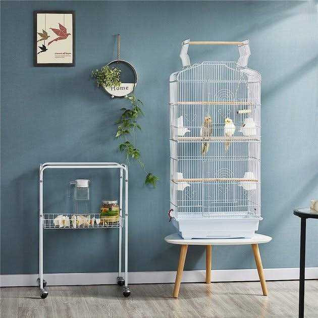 Large Rolling Metal Bird Cage with Stand A726