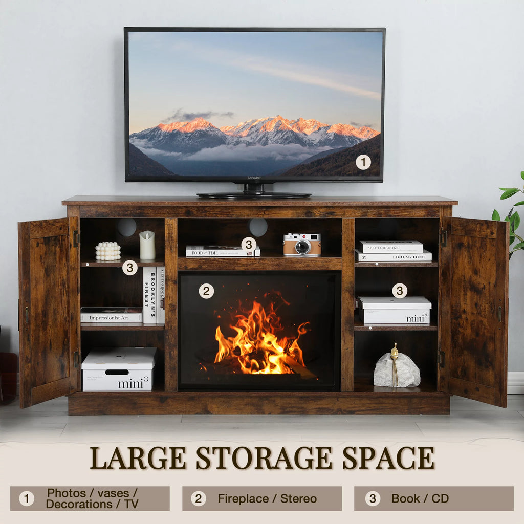 Mid-Century Fireplace TV Stand for 49 Inch TV S531