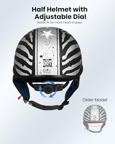 Half Helmet Motorcycle Open Face Sun Visor Quick Release Buckle DOT Approved Z208991