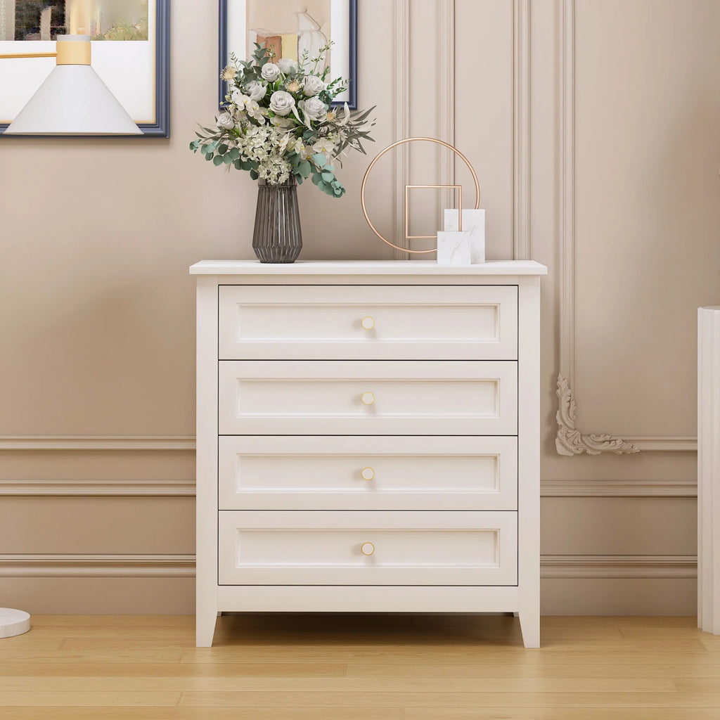 White Solid Wood Dresser Buffet Cabinet X45181
