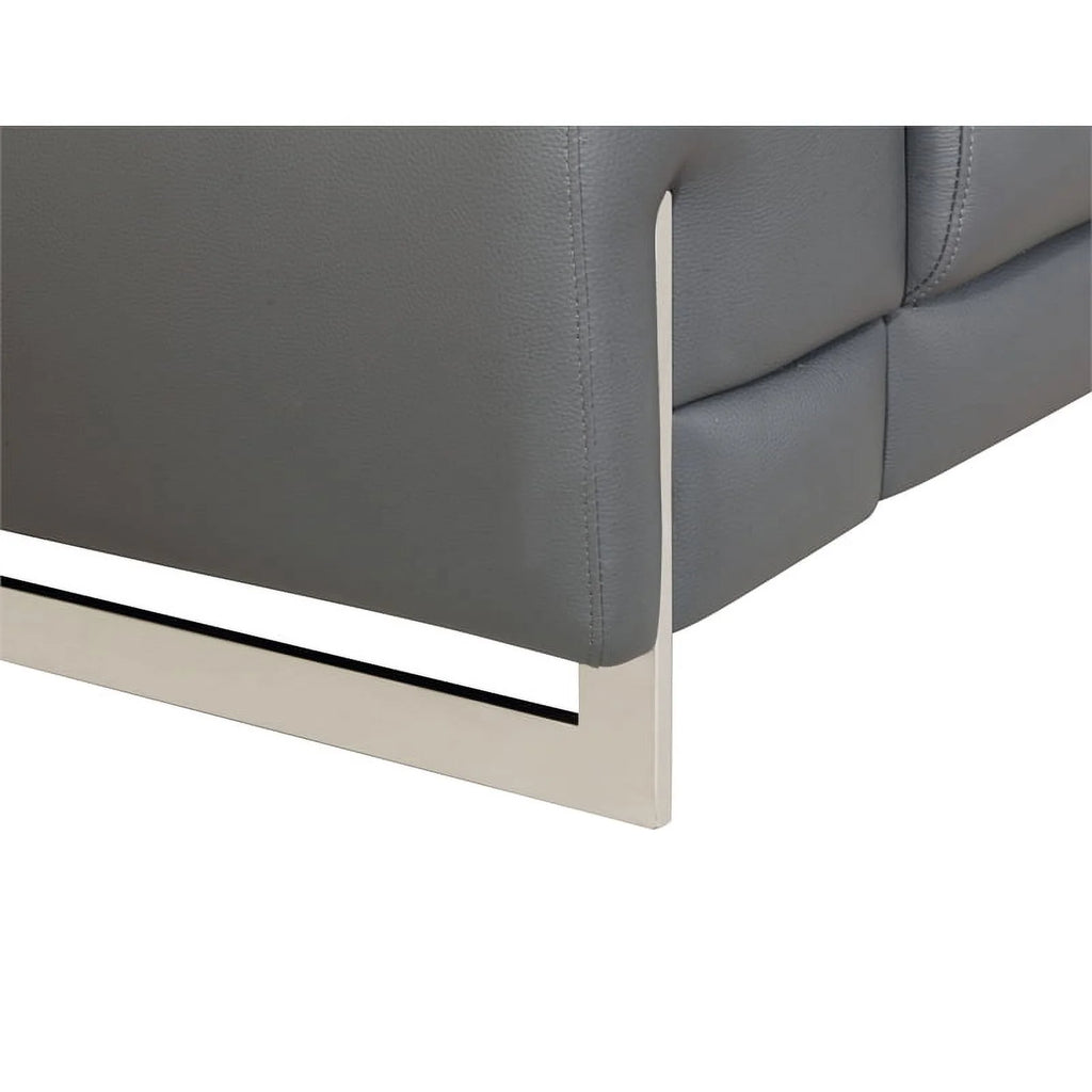87" Genuine Italian Leather Sofa Dark Gray F304