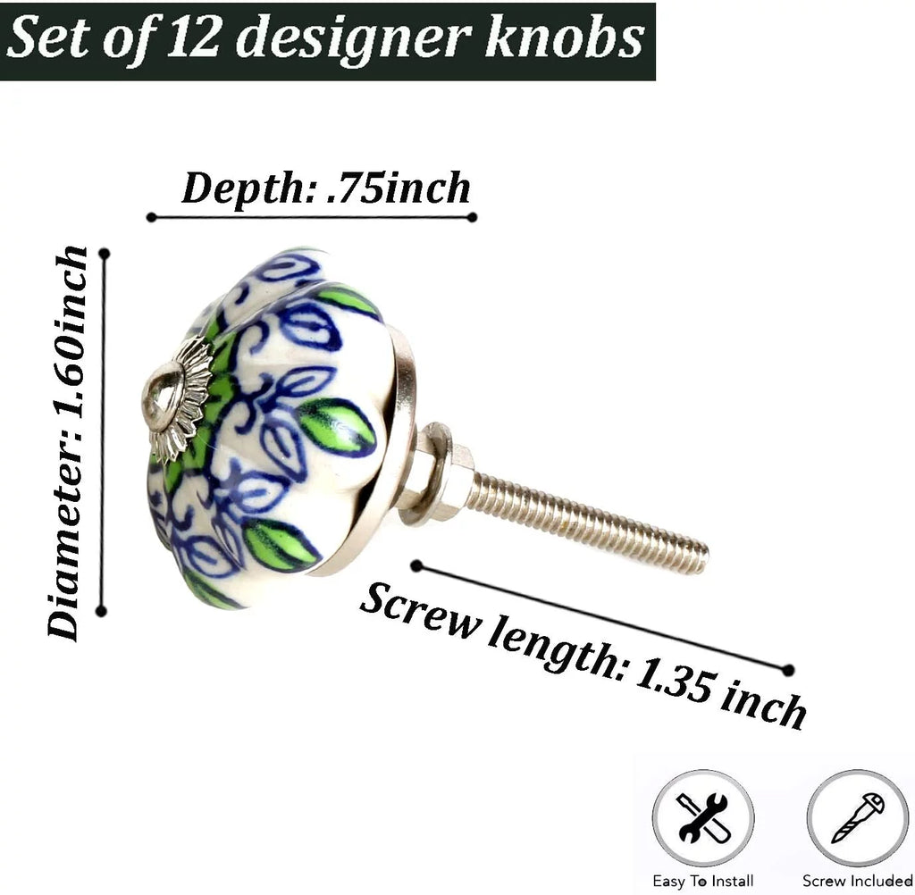 Ceramic Green Round Knobs Set Of 12 X264076