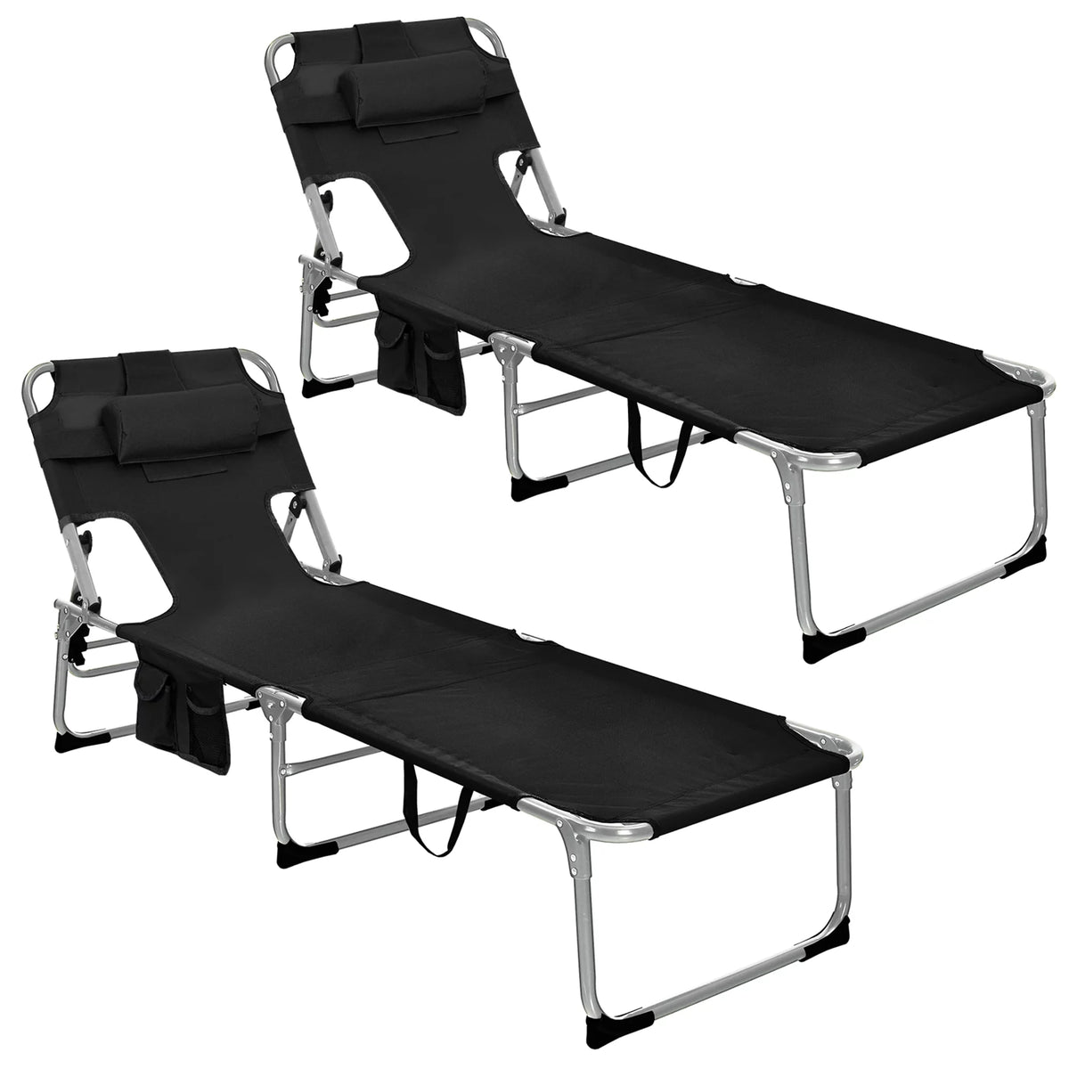 Set of 2 Blue Folding Reclining Beach Lounge Chair U825