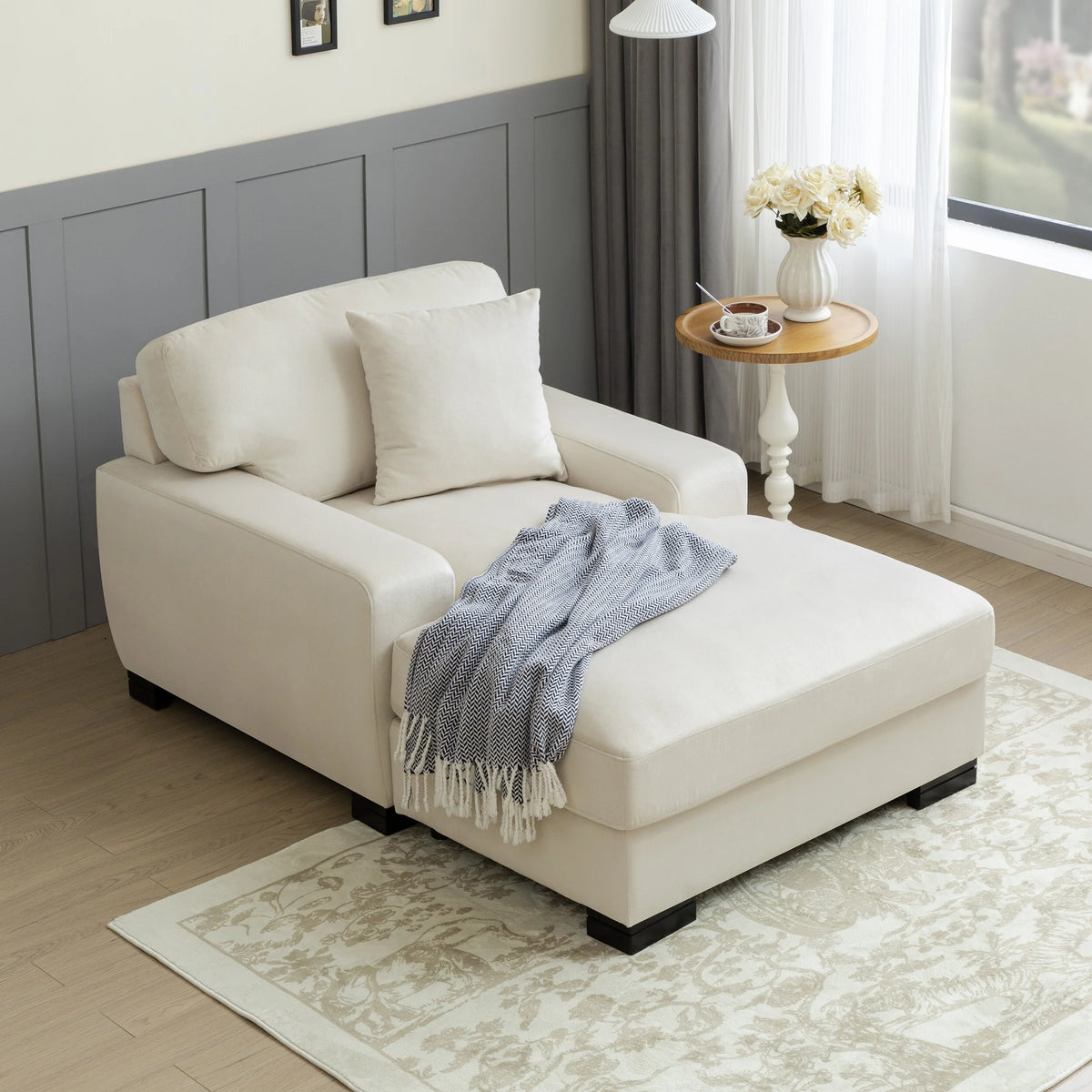 Oversized Gray Chaise Sleeper Sofa X158678