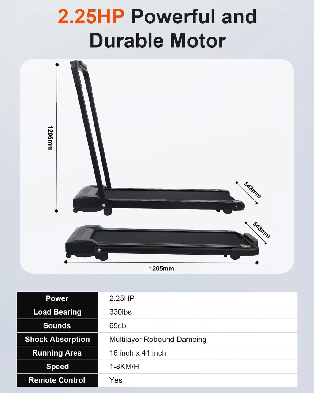 2.25HP Walking Pad Treadmill with 330 lbs Capacity D666711