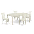 Small Kitchen Table Set with 4 Chairs, Linen White 5 Piece N7161