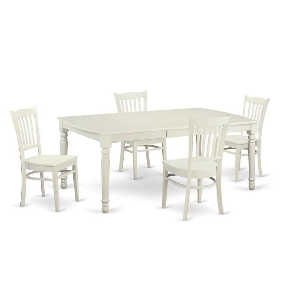 Small Kitchen Table Set with 4 Chairs, Linen White 5 Piece N7161