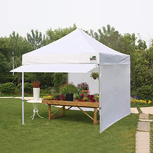 10 x 10 Pop up Canopy Tent with 4 Removable Sidewalls and Roller Bag White Q202159
