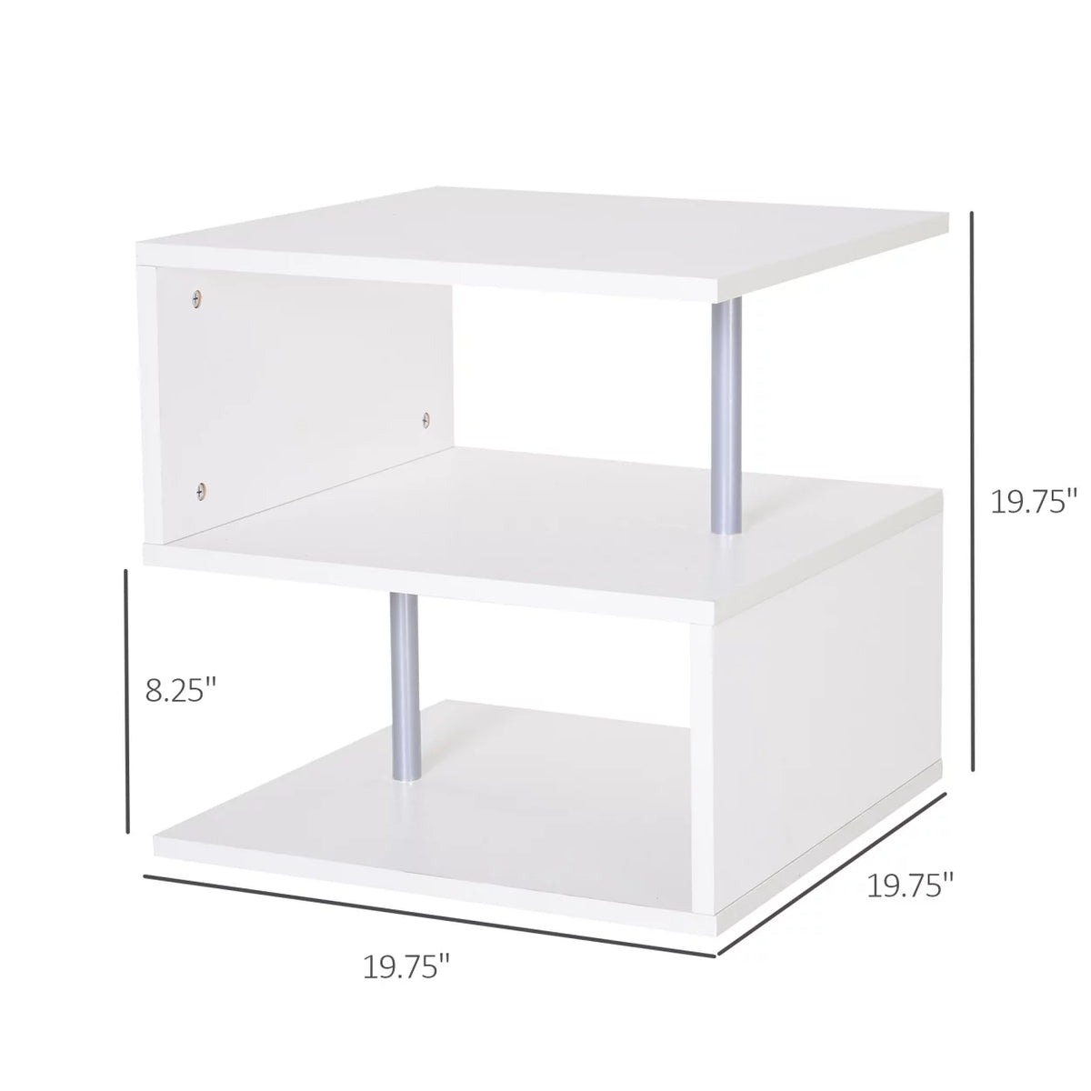 2 Tier Side End Coffee Table with Storage Shelves C347