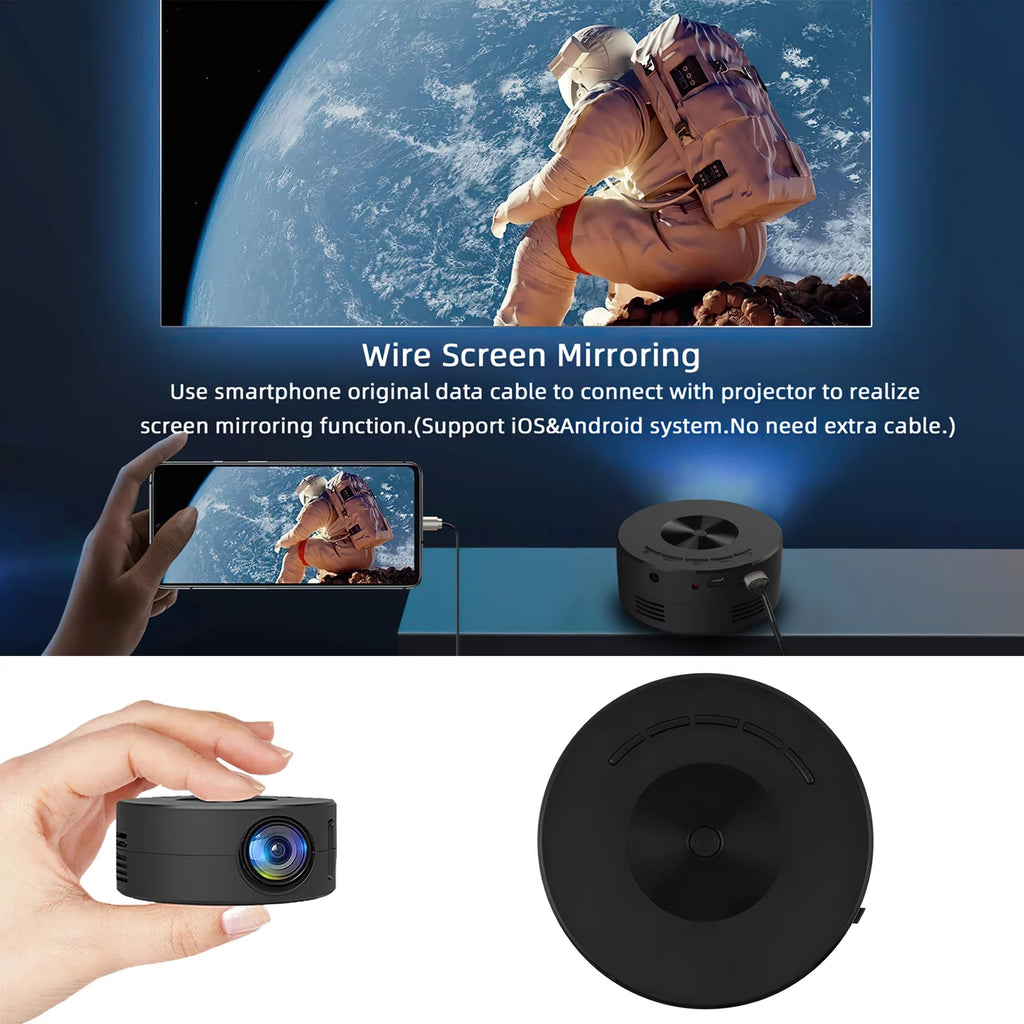 Portable Mini Projector with Remote Control Built-in Speaker W57799