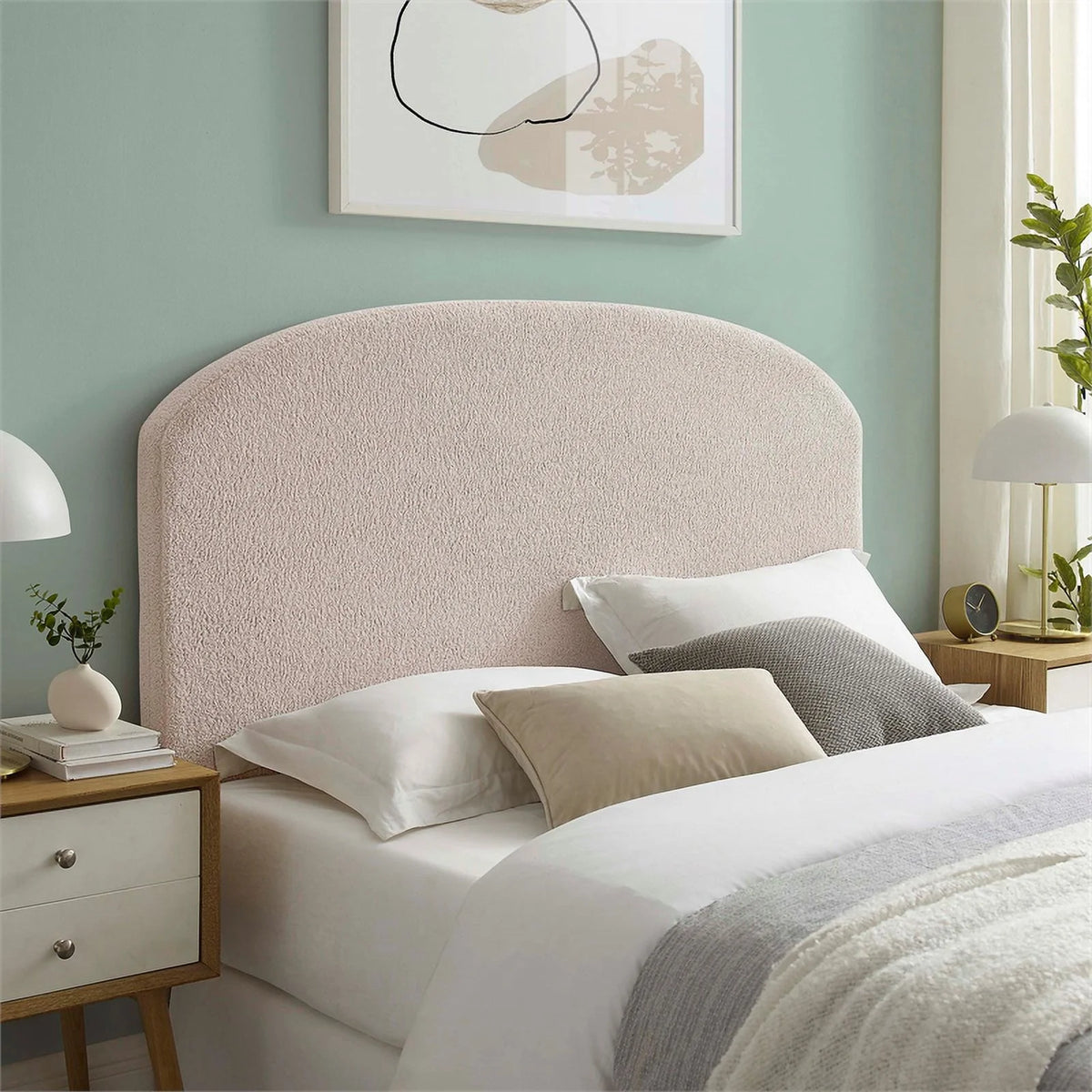 Off White Sherpa Upholstered Headboard R5400