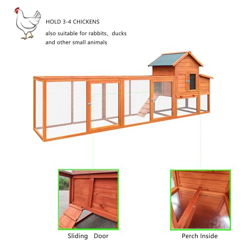 Large Wooden Chicken Coop with Run and Nesting Box J943016