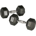 55 lbs Rubber Hex Dumbbell with Chrome Ergo Handle H83875