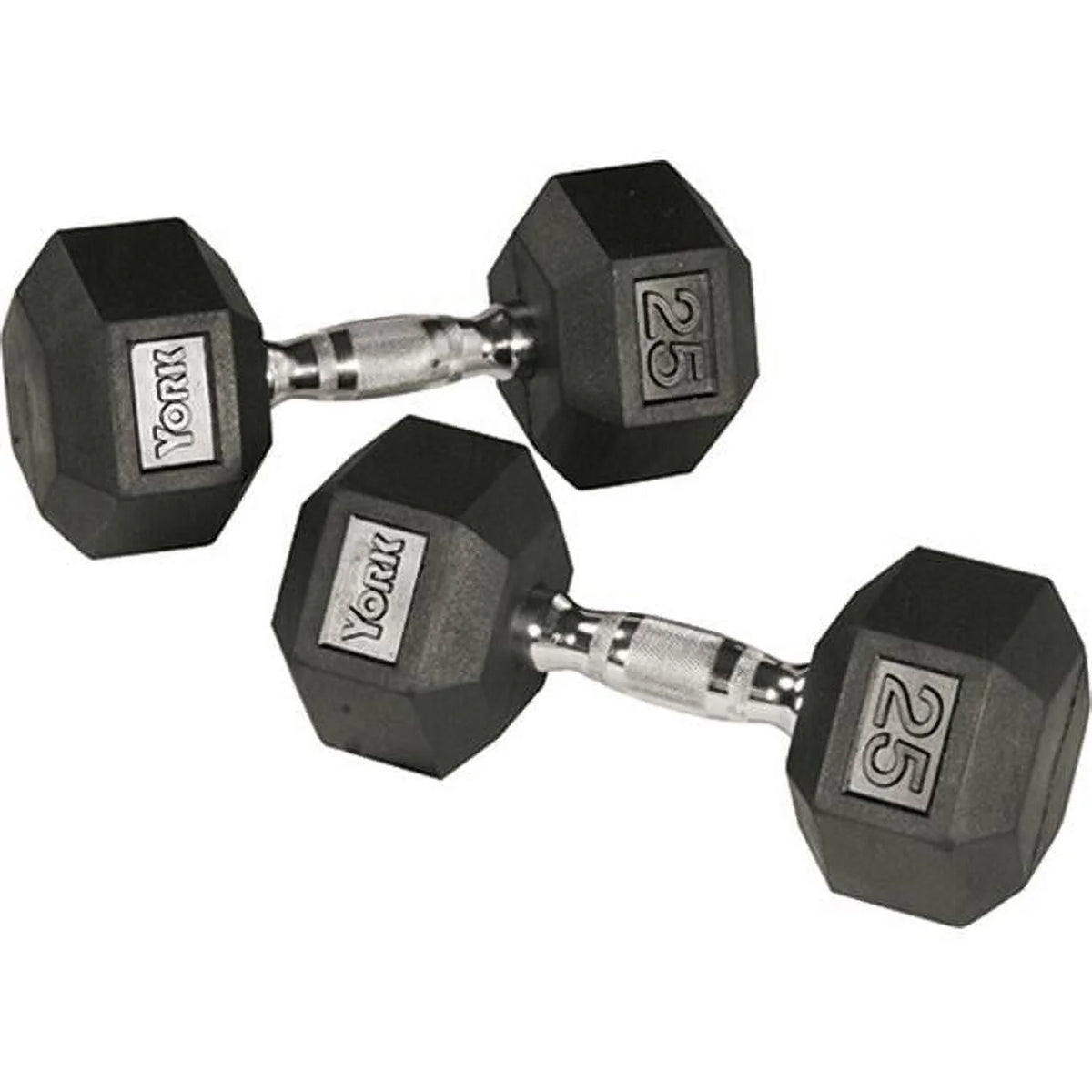 55 lbs Rubber Hex Dumbbell with Chrome Ergo Handle H83875