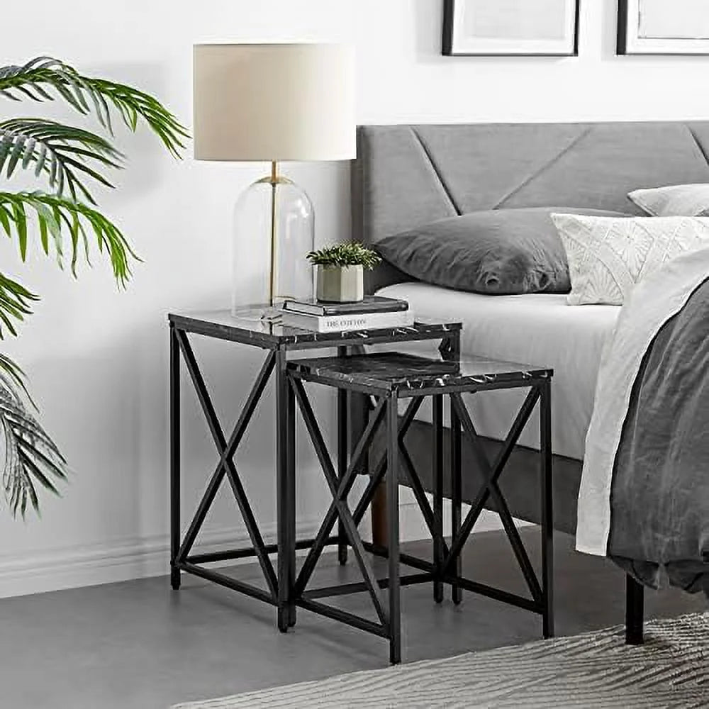 Square Marble Finish Nesting End Tables N87251