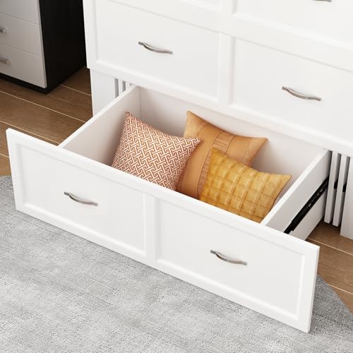 White Twin Size Murphy Bed with Charging Station and Drawer T396