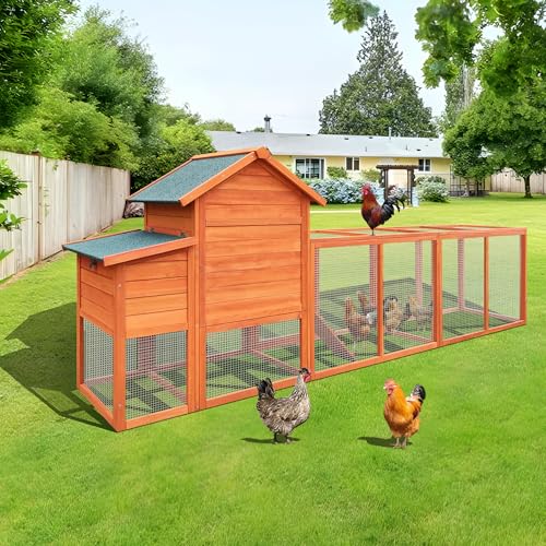 Large Wooden Chicken Coop with Run and Nesting Box J943016